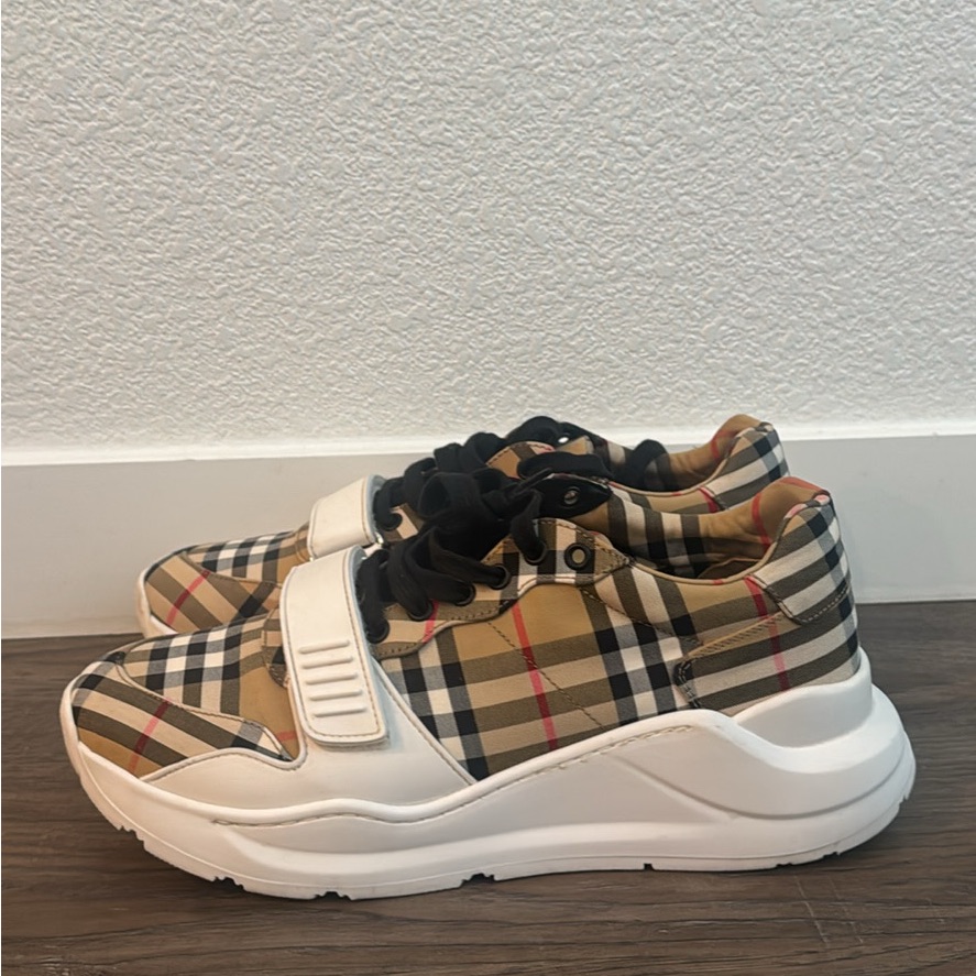 Burberry Plaid Sneakers With White Accents